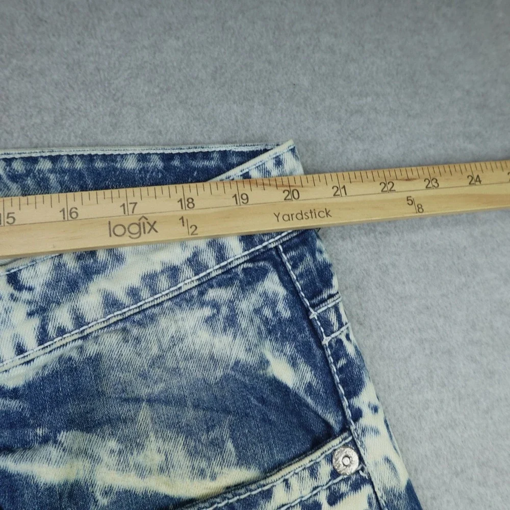Smoke Rise Denim Shorts Mens 40 Blue Acid Wash Distressed Raw Hem Jean